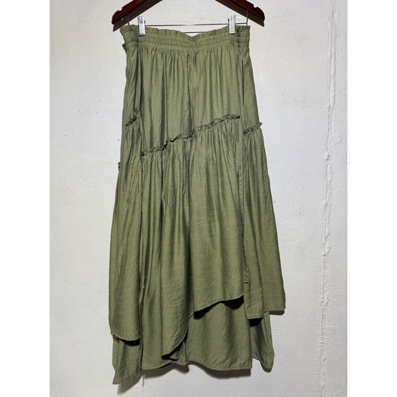 Scarlet Darkness Dresses & Skirts - Scarlet Darkness XL Olive Green Tiered Ruffle Maxi Skirt Gothic Renaissance Boho